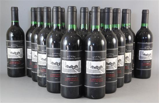 Twenty one bottles of Wynns Coonawarra Cabernet Sauvignon, 1997 and one bottle of 1977